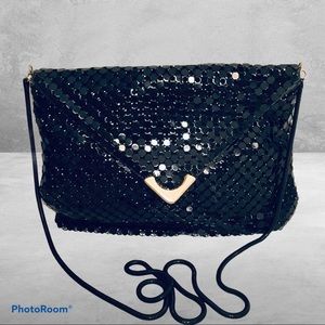 Vintage Lyrella Black Mesh With Gold Decal Purse